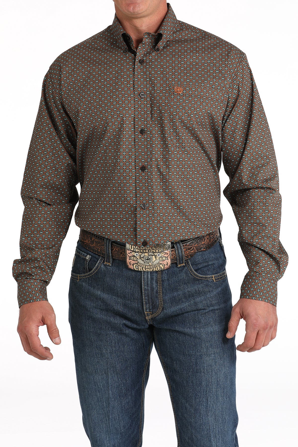 Cinch Men's Geometric L/S Print