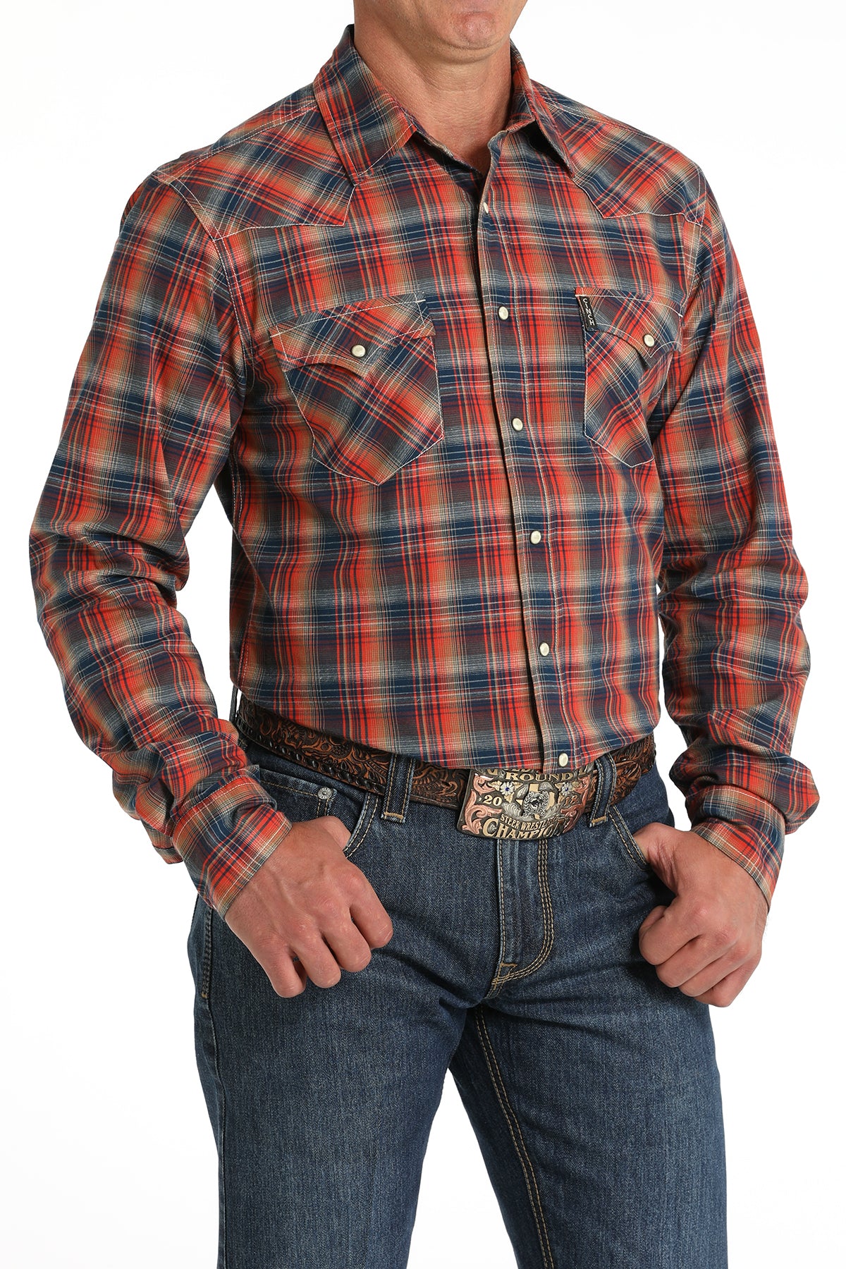 Men's Cinch L/S Plaid Modern