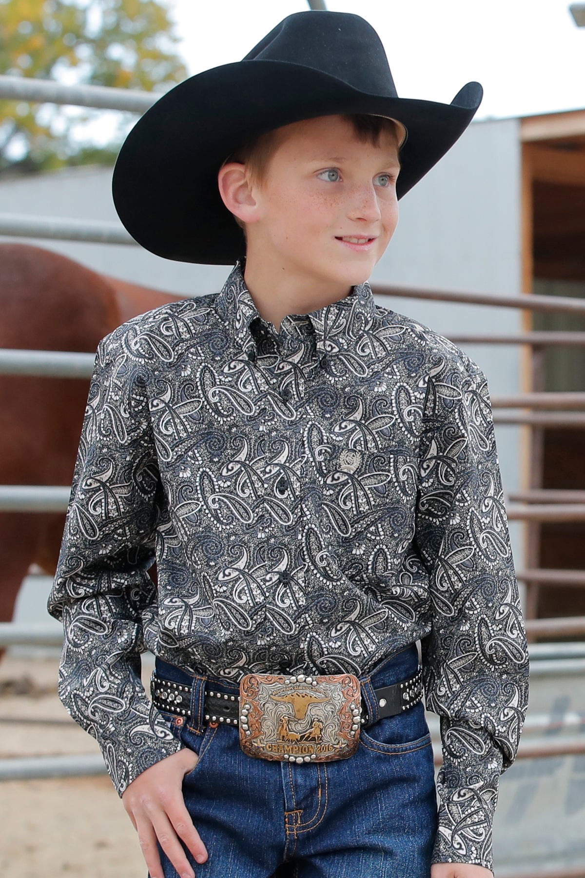 Cinch Youth Paisley Print L/S