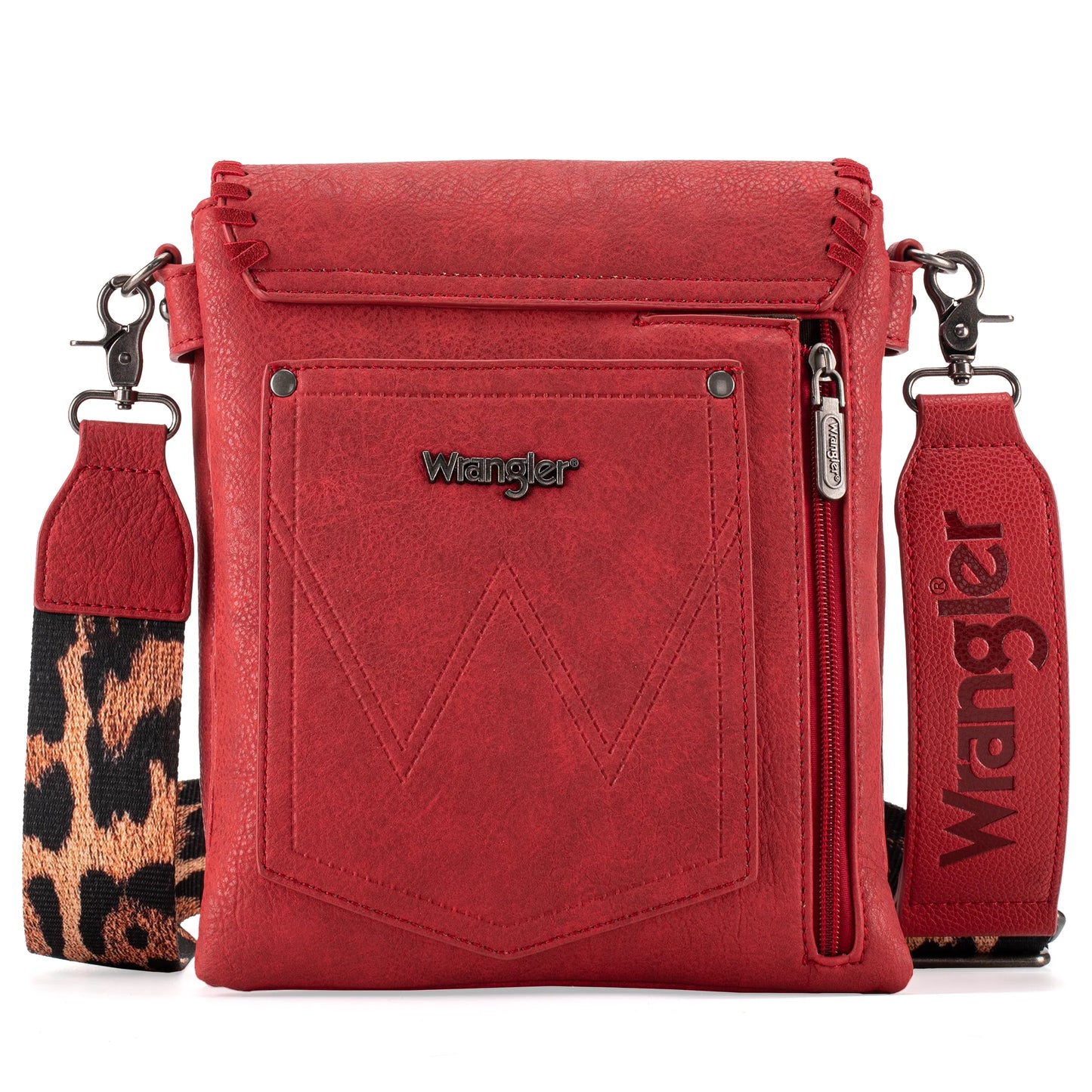 Wrangler Whipstitch Leopard Print Crossbody