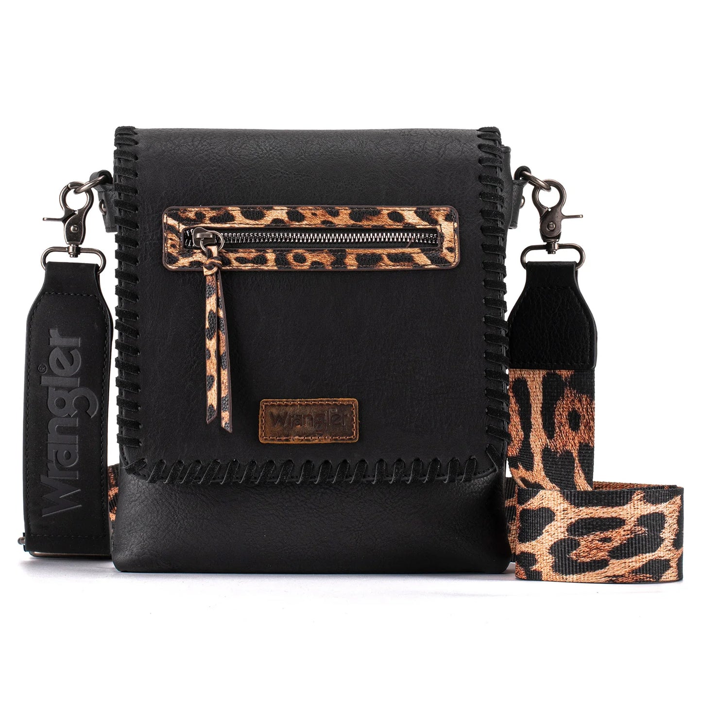 Wrangler Whipstitch Leopard Print Crossbody