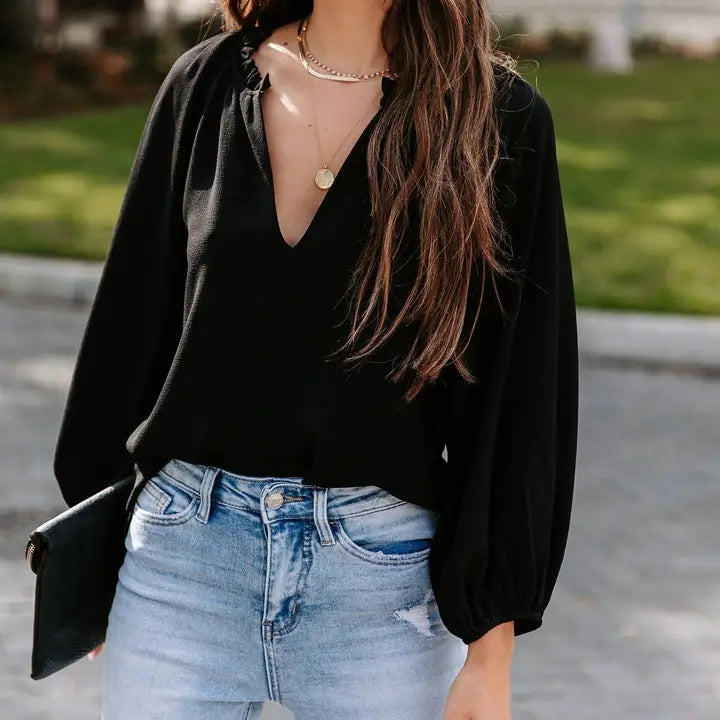 Casual V-Neck Loose Cool Long Sleeve Shirt