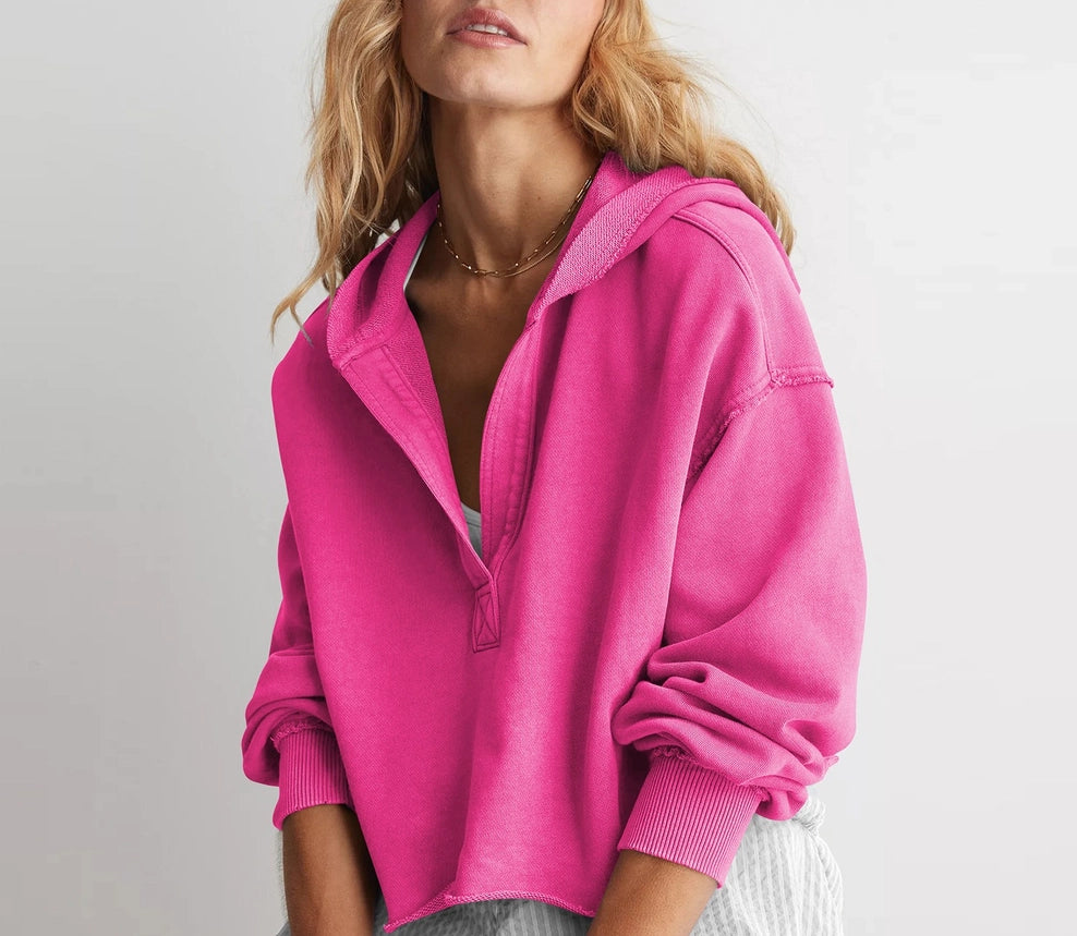 Pink Cropped Hoodie