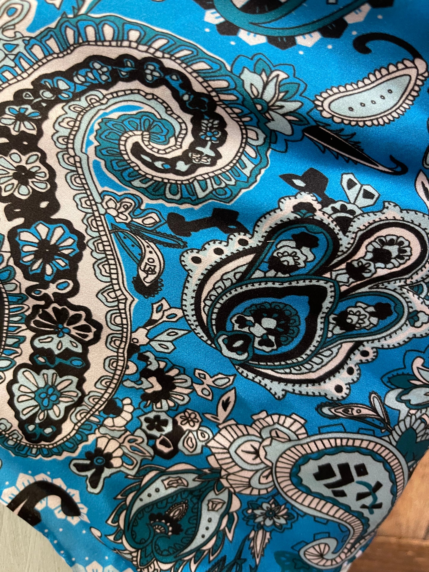 Turquoise Paisley Silk Wild  Rag