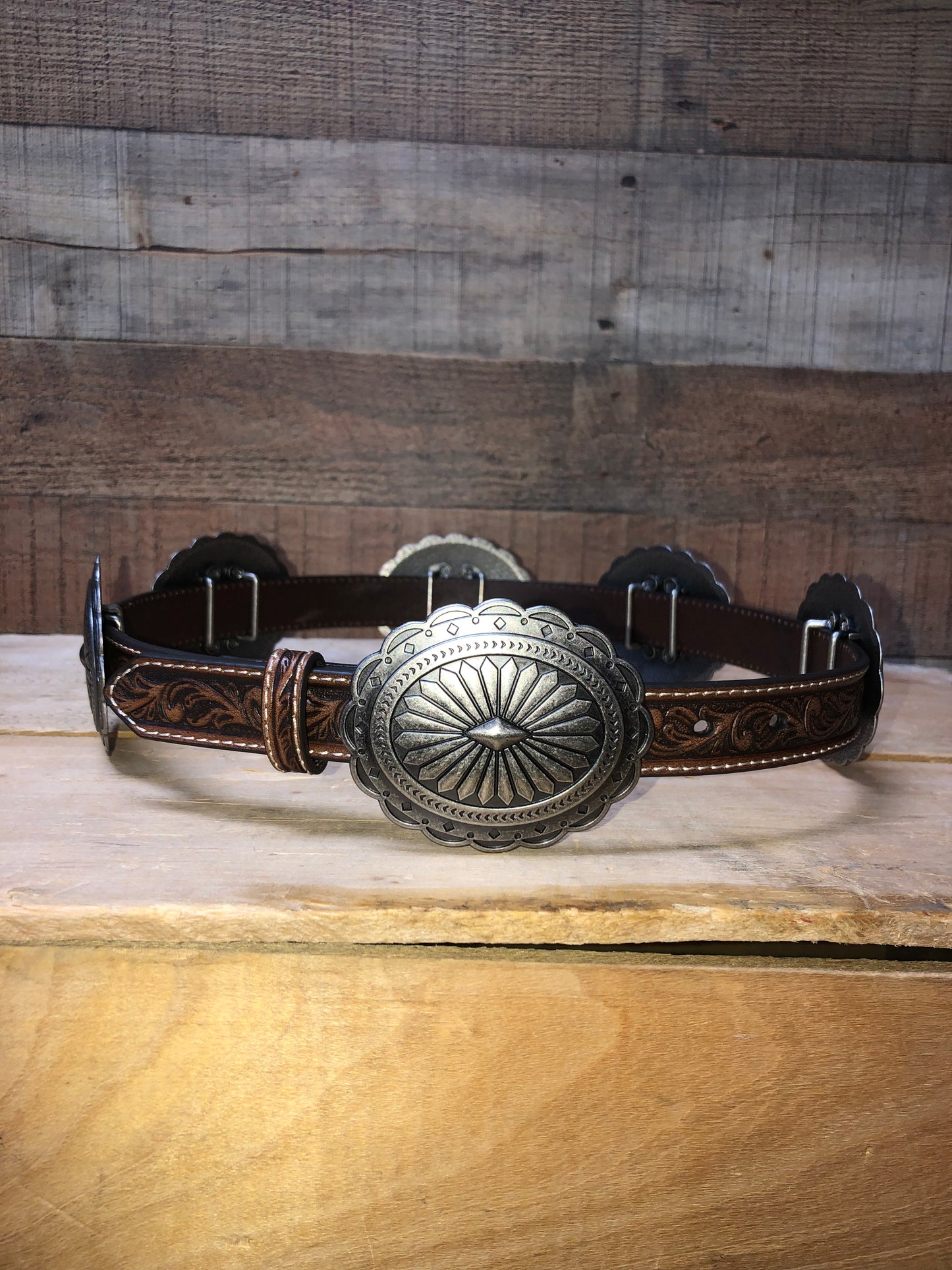 Ariat Floral Conchos Belt - Brown