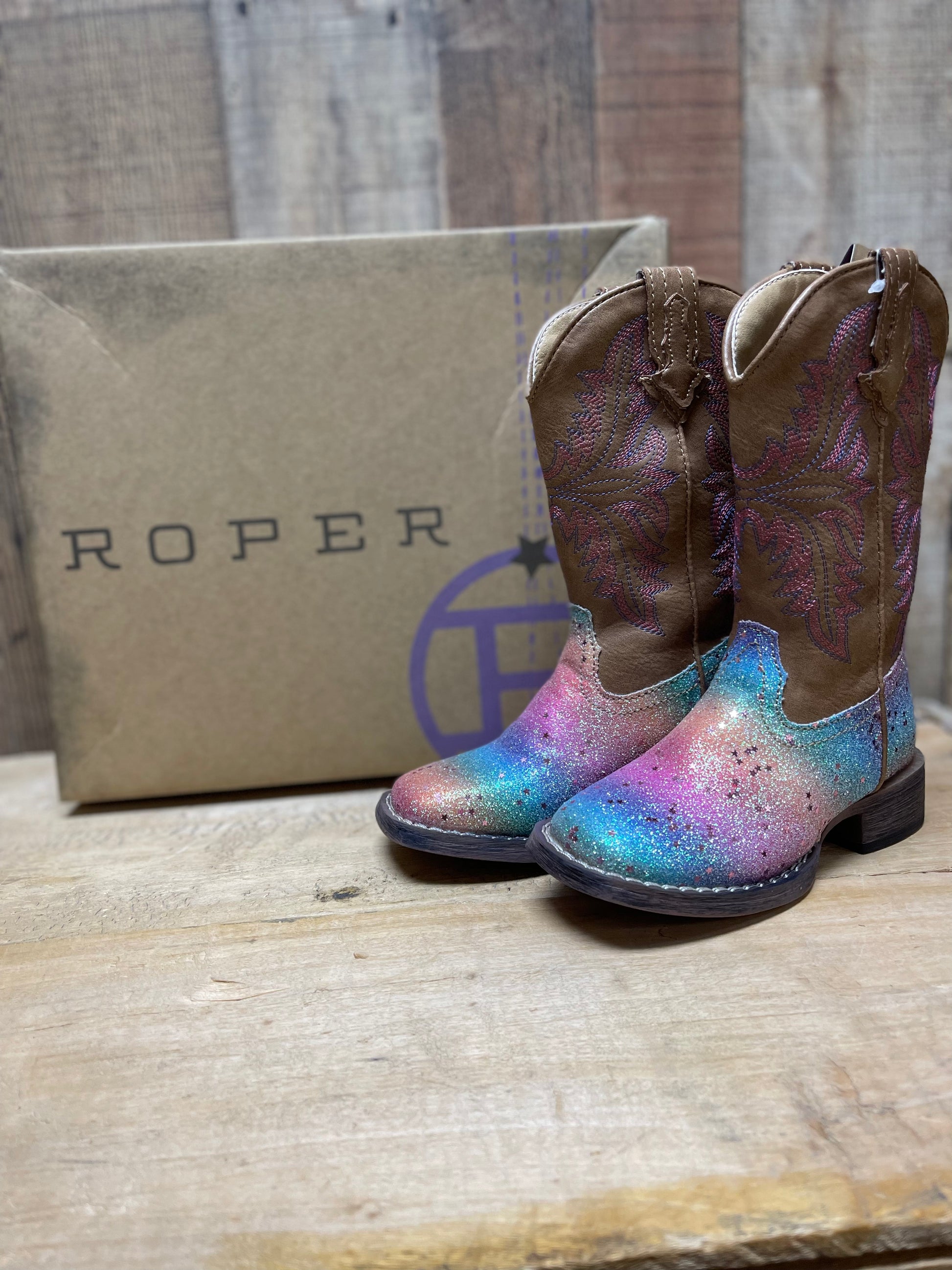 Rose Color Ropers Roper Toddler - Glitter Rainbow Pink – Chillicothe Bootery Inc