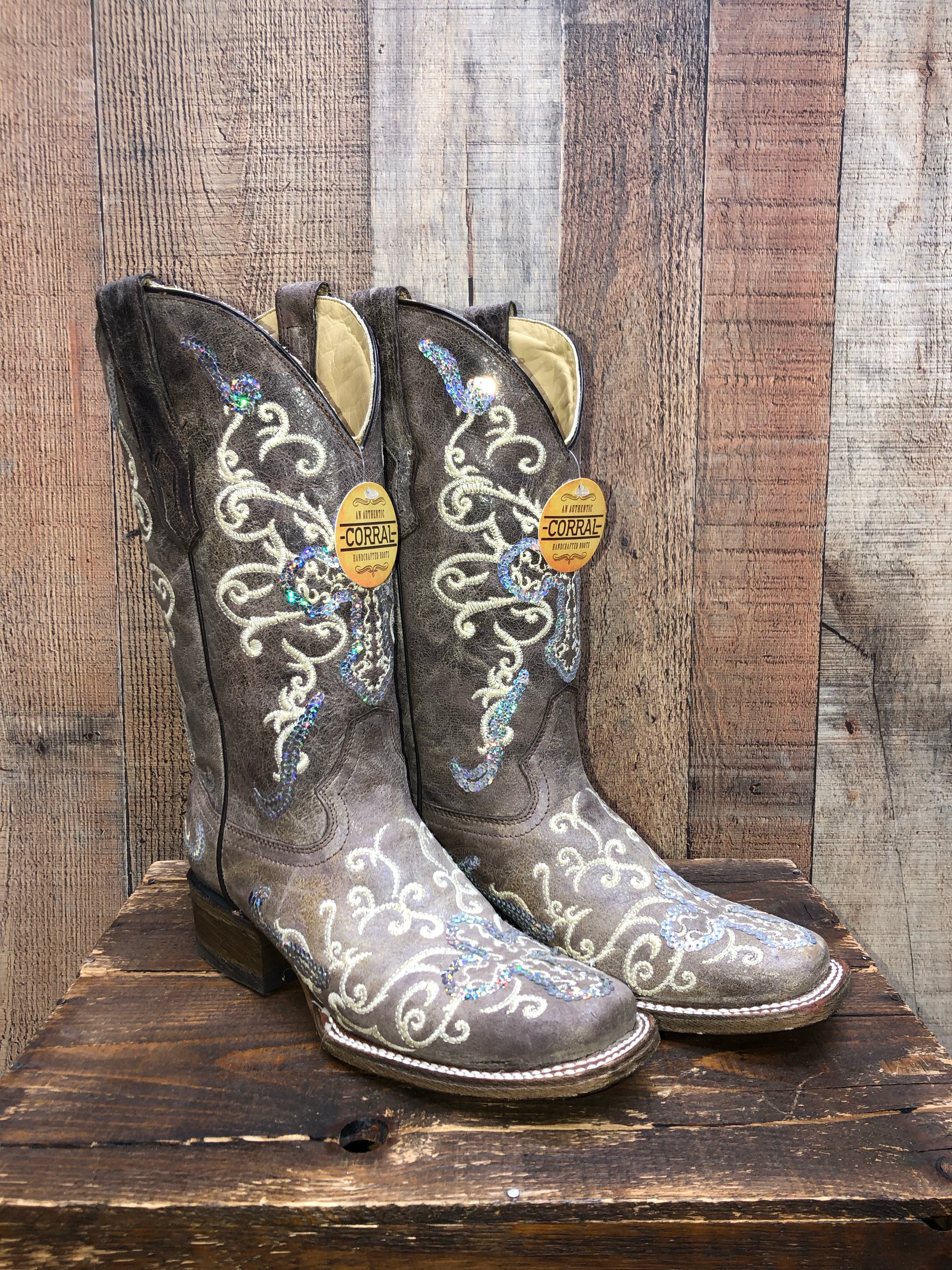 Corral sequin store leather western boot