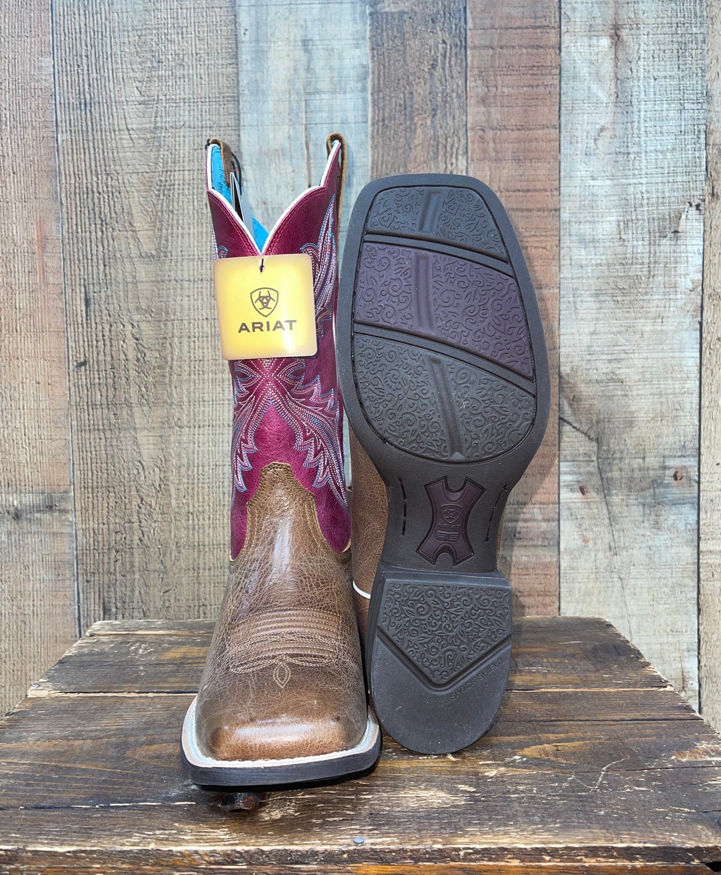 Ariat West Bound Western Boots - Dark Tan/Cerise