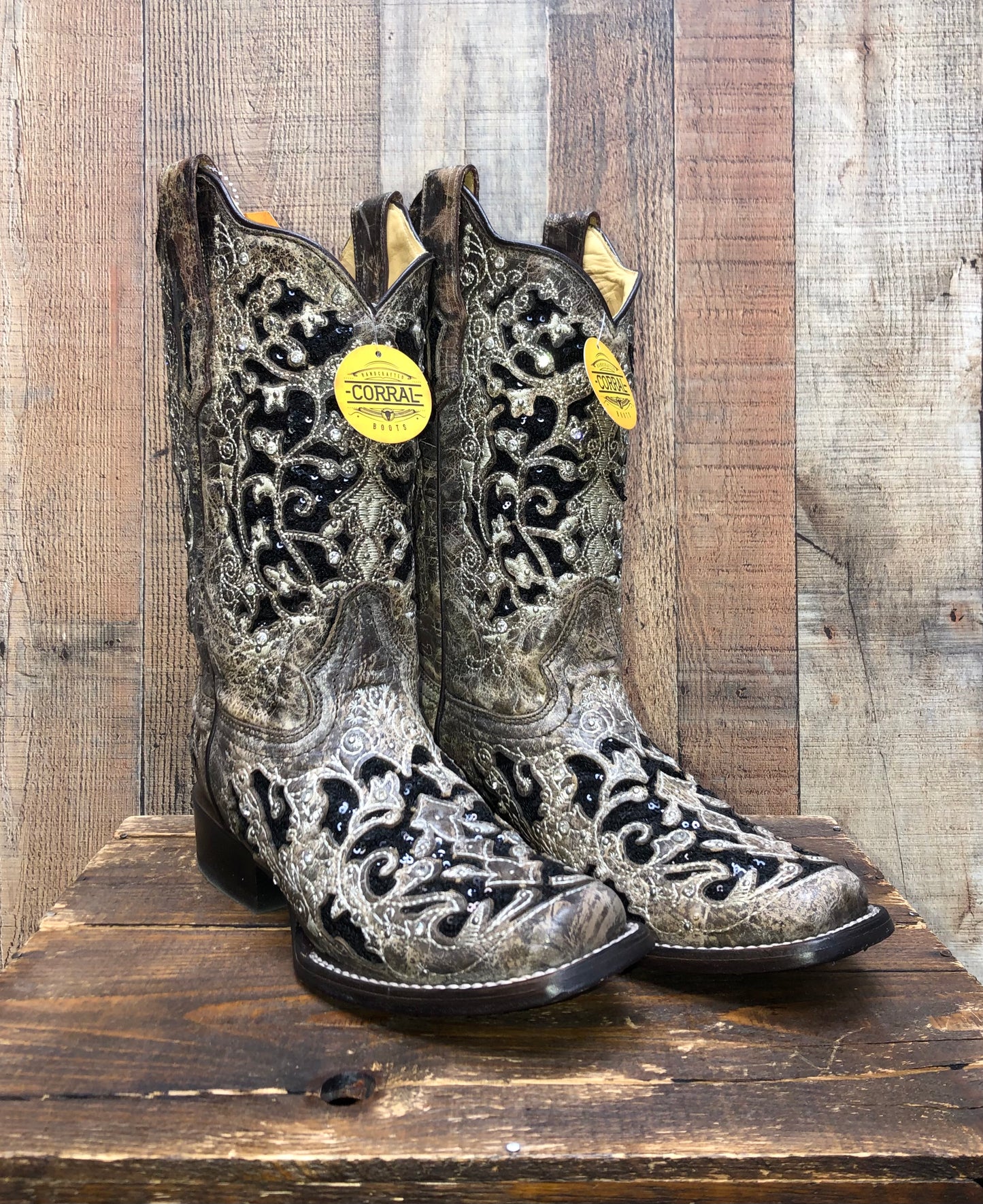 Corral Sequin Inlay Western Boots - Brown