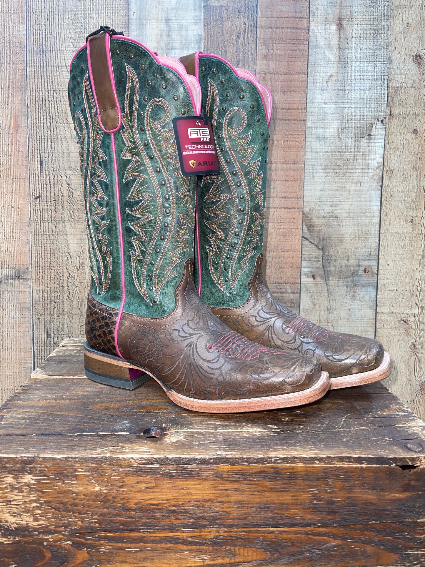Ariat Montage Western Boots - Lasered Floral Brown – Chillicothe Bootery Inc
