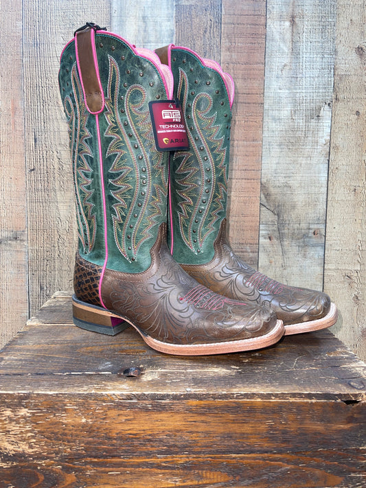 Ariat Montage Western Boots - Lasered Floral Brown