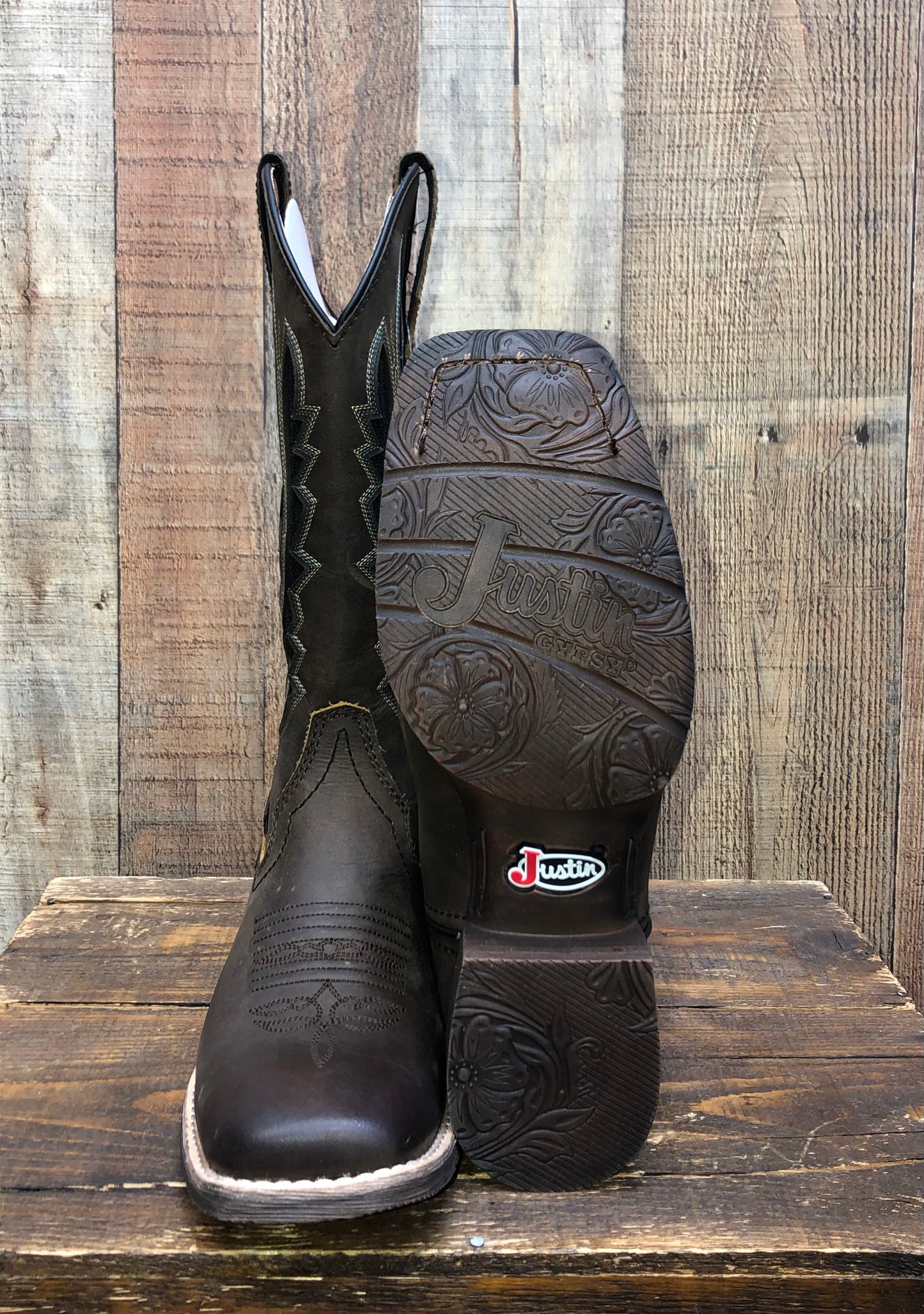 Justin Jaycie Western Boots - Dark Walnut