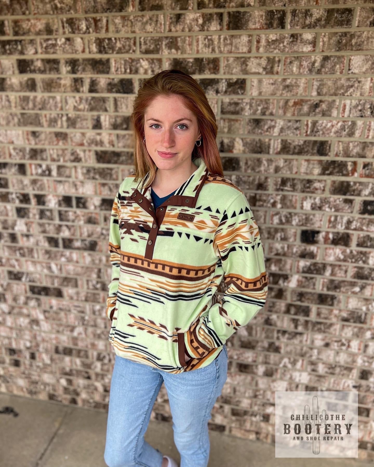 WOMEN S AZTEC PRINT POLAR FLEECE PULLOVER