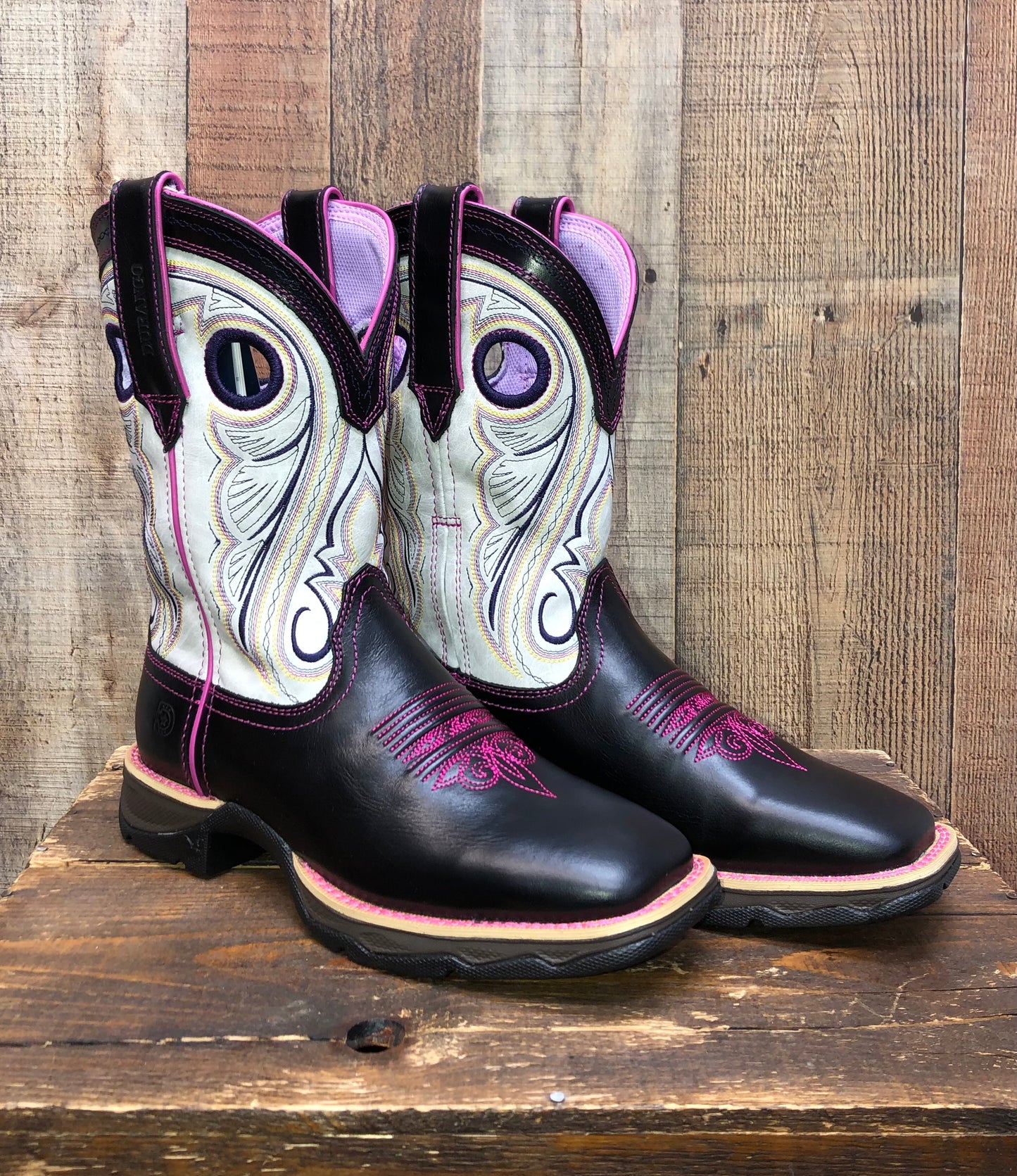 Durango Lady Rebel Western Boots Raven Black/White