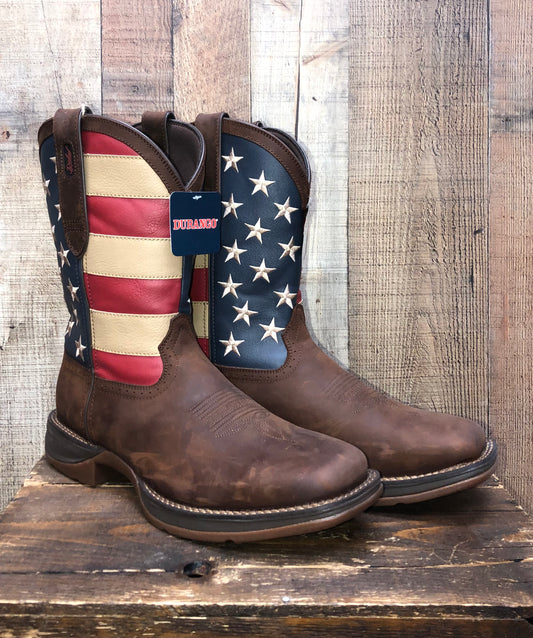 Durango Rebel Patriotic Western Flag Boots - Brown