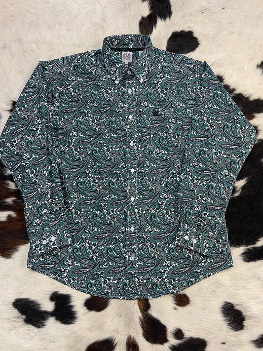 CINCH TEAL PAISLEY PRINT - MENS SHIRT