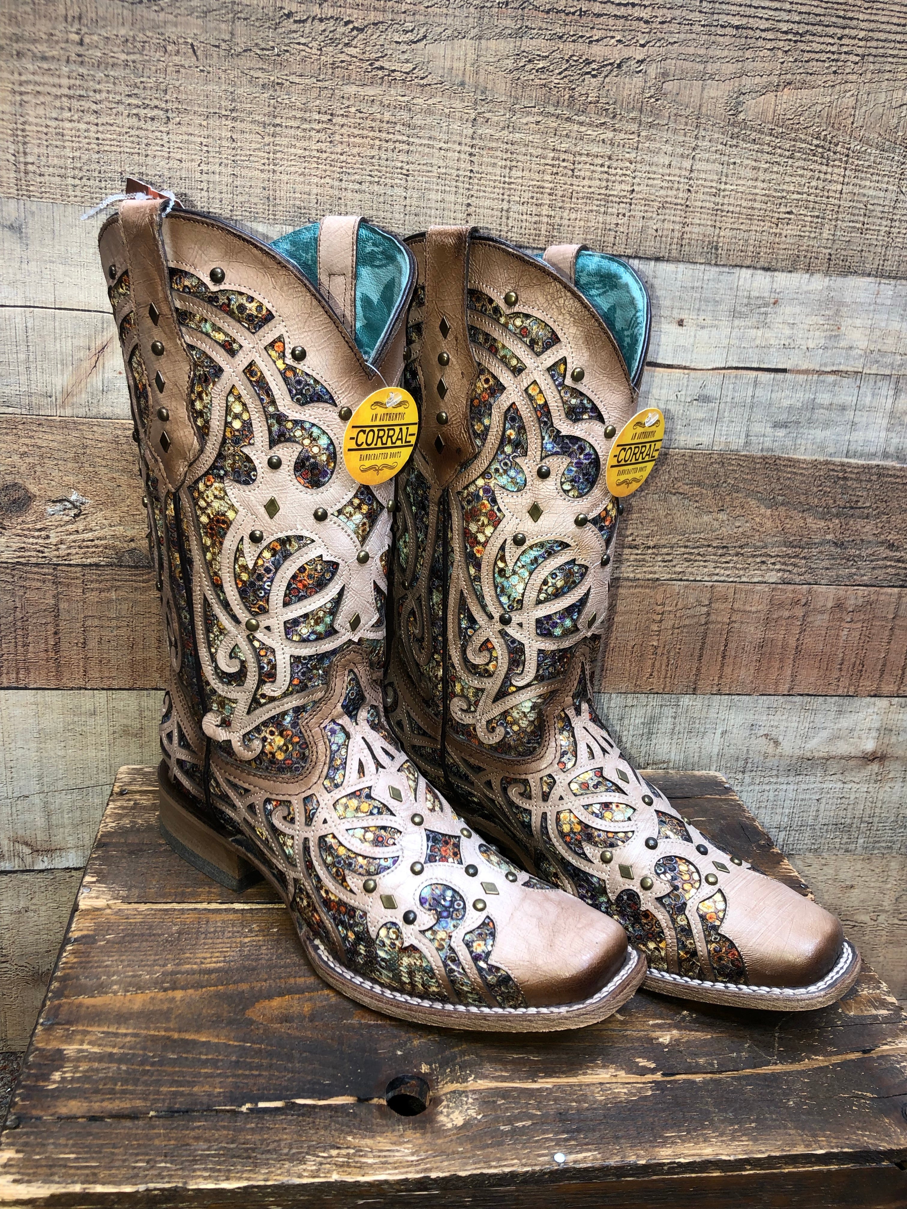 Corral women's glitter sale inlay western boots