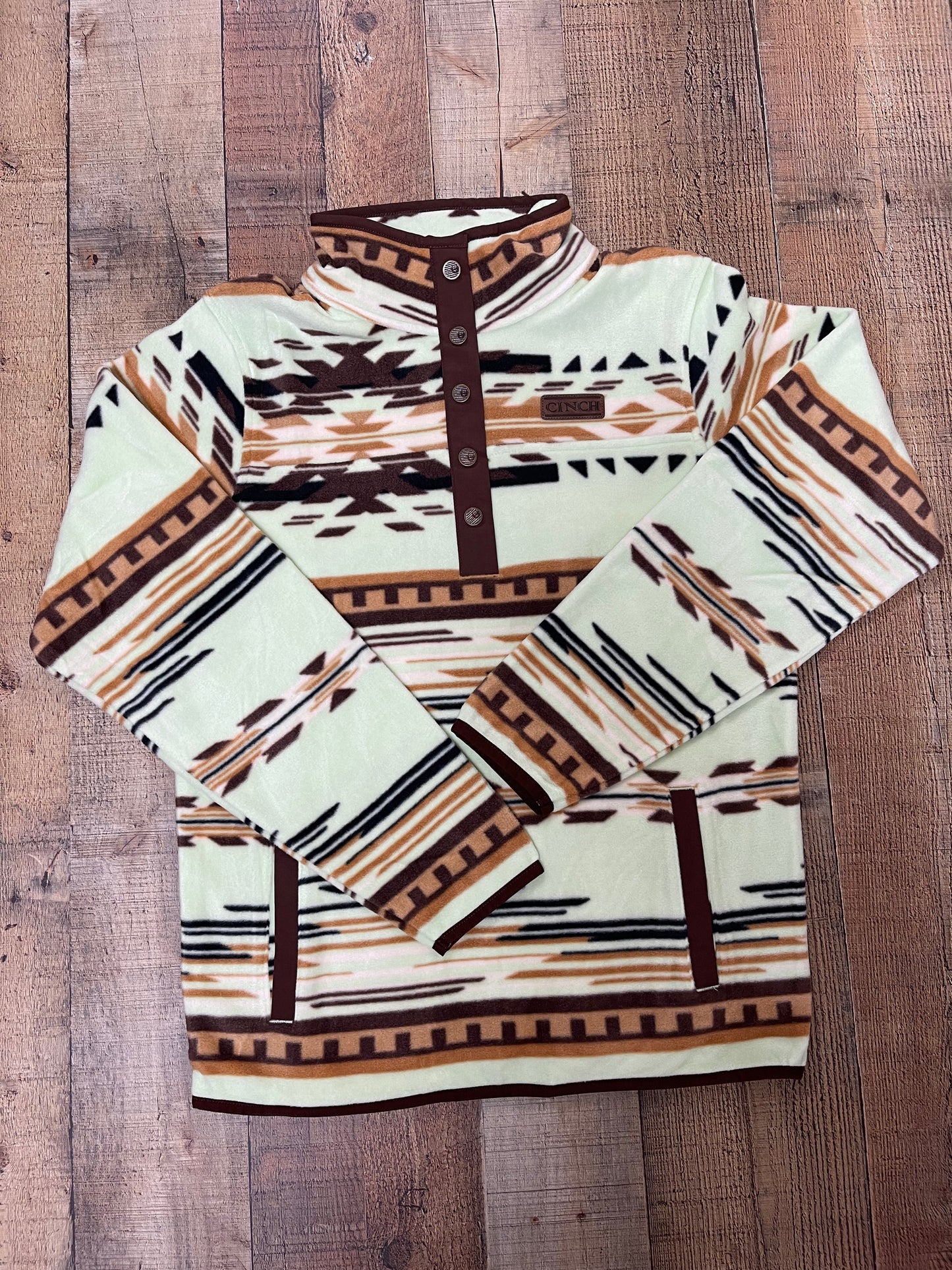 WOMEN'S AZTEC PRINT POLAR FLEECE PULLOVER