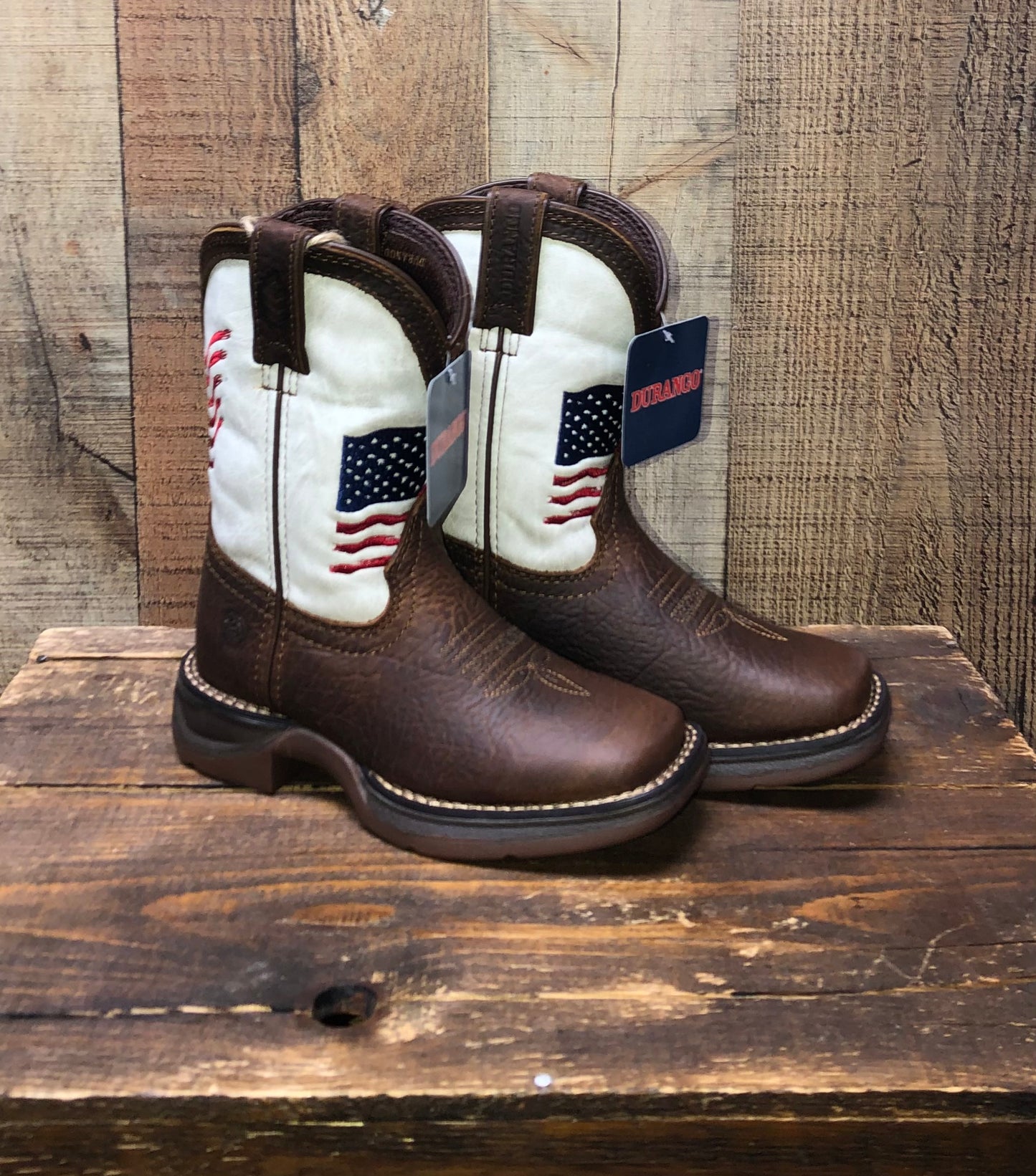 Durango Lil' Rebel Western Boots - Distressed Flag