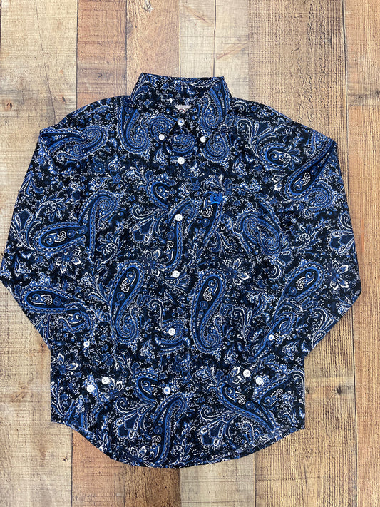 CINCH BLUE AND BLACK PAISLEY PRINT - KIDS BOYS SHIRT