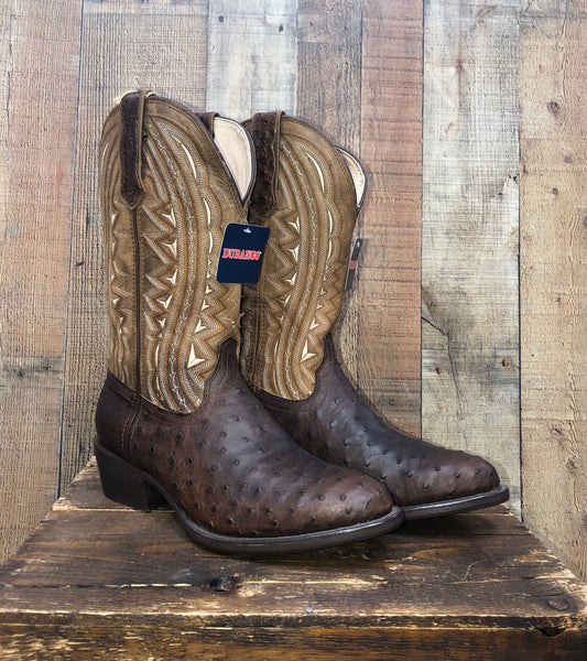 Durango Premium Exotic Full-Quill Ostrich Western Boots - Oiled Saddle