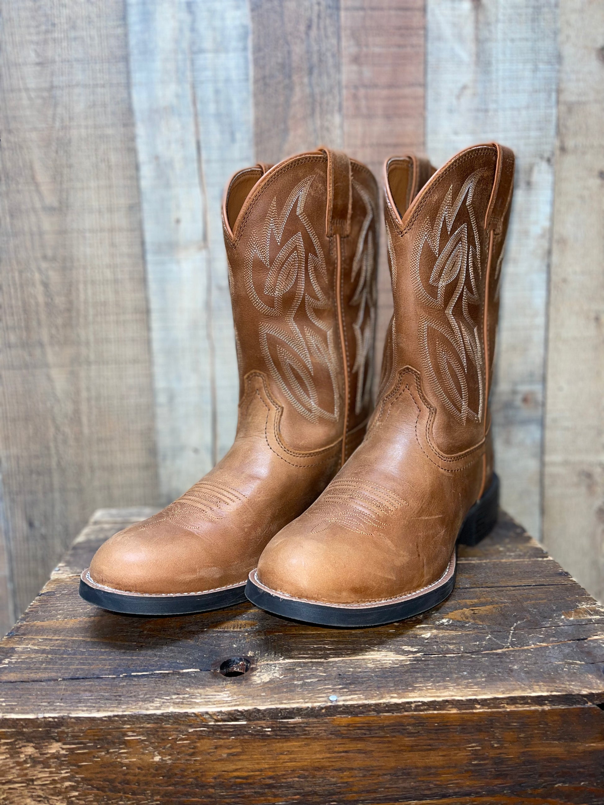 Justin Men s Rendon Sorrell Western Boots Round Toe SE7532