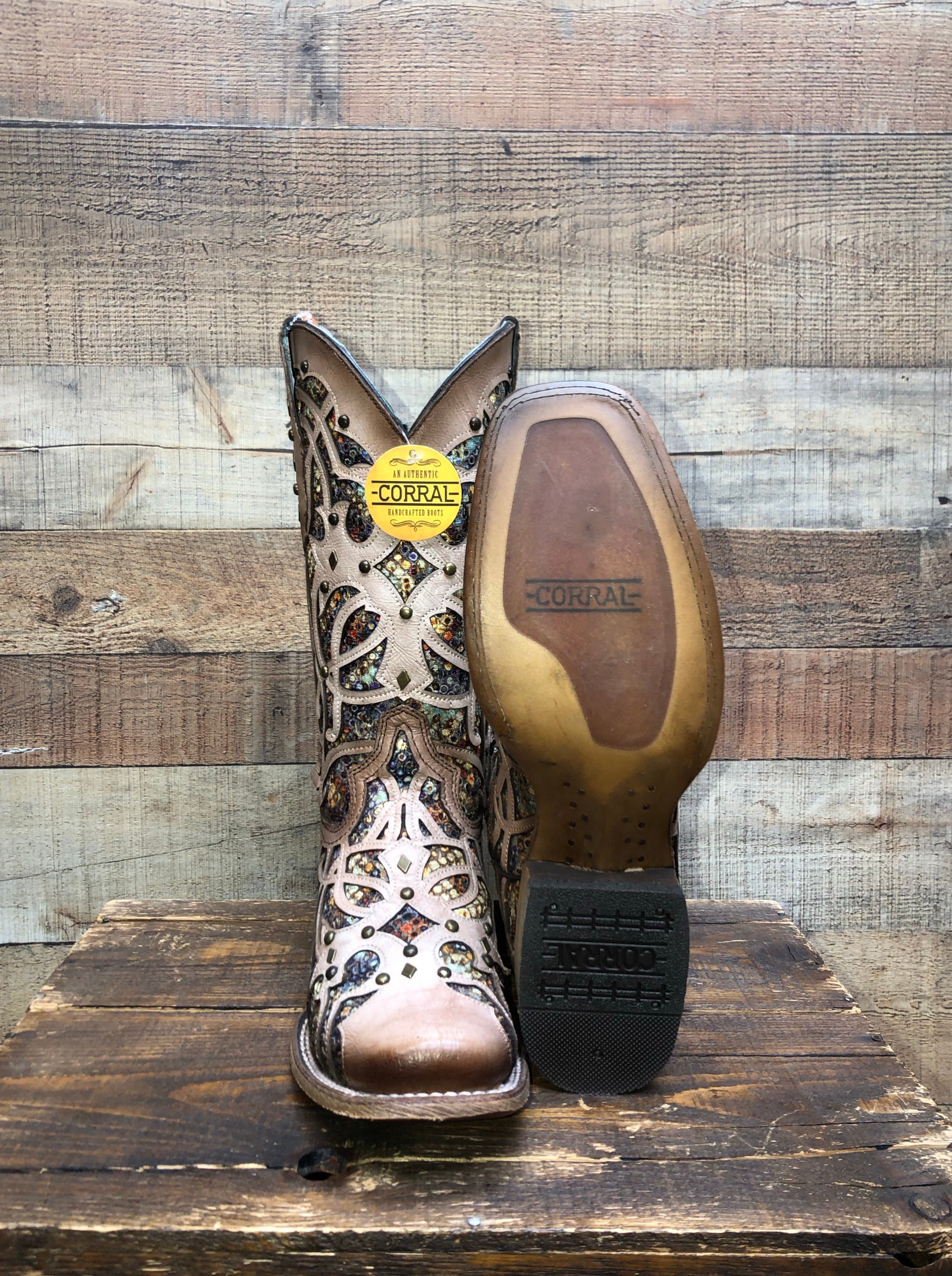 Women's inlay cowboy on sale boots