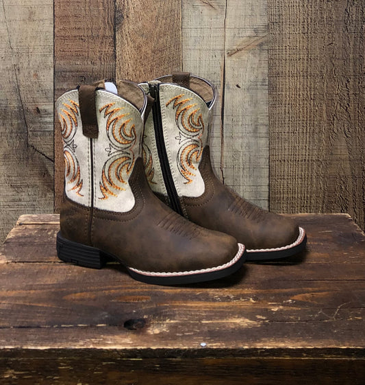 Ariat Kid's Storm Western Boots - Antique Brown