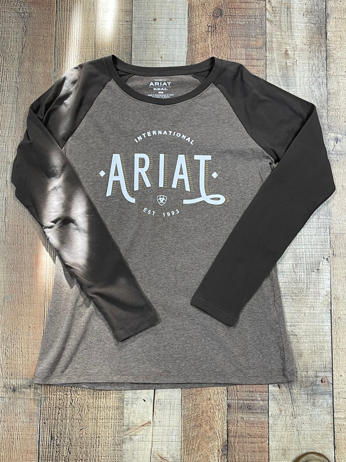 Ariat Ladies REAL Loop Brown Baseball Tee